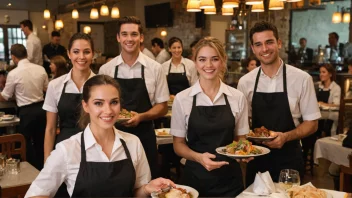 En gruppe servitører på en restaurant