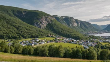 En malerisk utsikt over Løvebakkens-området i Norge.