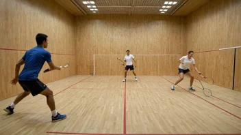 En squashbane med spillere i aksjon