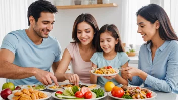 En fargerik illustrasjon av en familiepakke med ulike produkter og tjenester, inkludert mat, husholdningsartikler og underholdning, alt pakket inn i en praktisk og økonomisk løsning.