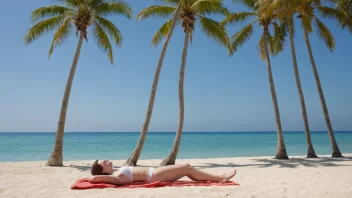 Et fredelig og rolig bilde av en person som nyter et bekymringsfritt øyeblikk på en vakker strand.