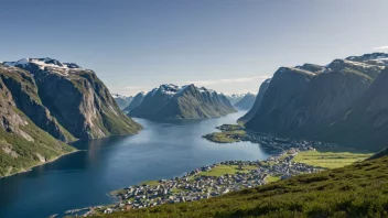 Et malerisk landskap av Nordmøre, som viser dens naturskjønnhet og kystkultur.