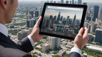 En forretningsperson som holder en tablet med en strategisk oppkjøpsplan