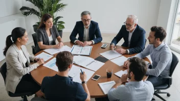 En gruppe mennesker sitter rundt et bord, diskuterer og planlegger strategier.