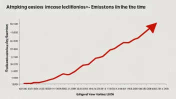 En graf som viser økningen i utslipp over tid.