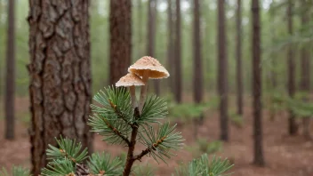 En liten, knollformet sopp som vokser på et furutre.