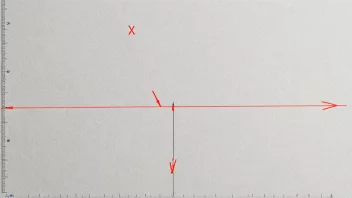 Et koordinatsystem med x- og y-akser, med en rød linje som fremhever en av aksene.