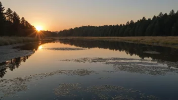 Et fredelig landskap med en glitrende overflate, som fanger skjønnheten i naturen.