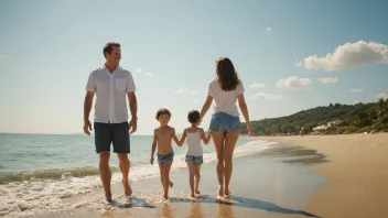 En familie som har det gøy på stranden under sommerferien.