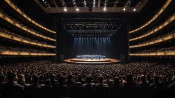 Et stort konsertsted med en scene og sitteplasser for tusenvis av mennesker