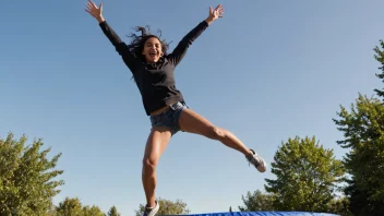 En person som hopper høyt i luften på en trampolin.