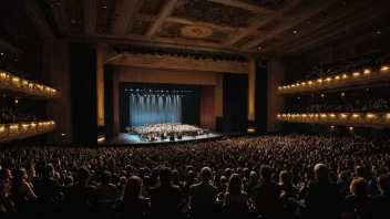 En konsertsal fylt med mennesker som nyter en konsert.