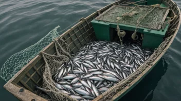 En fiskebåt i nordlige farvann, med et nett fullt av sei.