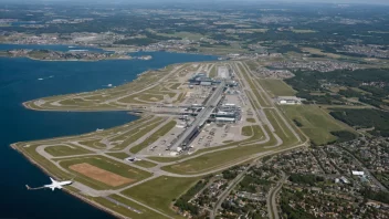 Flyfoto av Gardermoen flyplass og området rundt