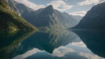 Et naturskjønt fjordområde med majestetiske fjell og fredelig vann