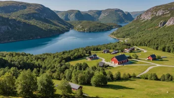 Et pittoreskt landskap av Meråker med fjell og innsjøer.