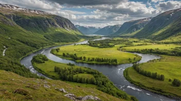 En malerisk dal i Norge med en fredelig atmosfære.