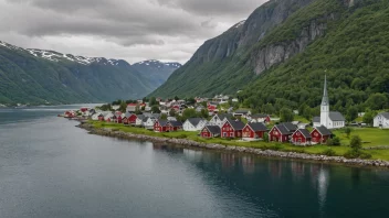 Et fredelig og åndeløst landskap av Sogndals bygda i Norge.