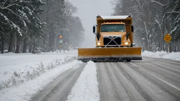 En snøplog rydder en vei i et snølandskap.