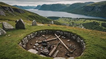 Et gravfunn fra vikingtiden med gjenstander og rester, som gir innsikt i kultur, tro og livsstil i fortidige samfunn.