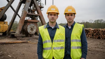 En kabeleier, en person som er ansvarlig for kabelforlegging, står foran en kabeltrommel.