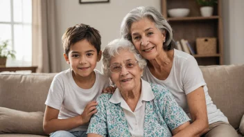 Et varmt og koselig bilde av en bestemor omgitt av sine kjærlige barnebarn