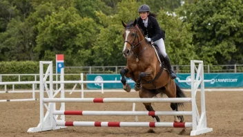 En hest og rytter i luften, mens de klarer et hinder i en sprangridningskonkurranse.