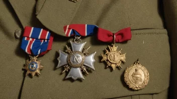 En norsk obersts uniform, med medaljer og insignier, på en mannekeng eller en person.