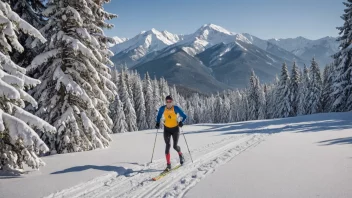 En person på ski, i bevegelse gjennom et vinterlandskap.