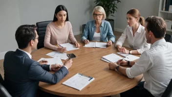 En gruppe mennesker som sitter rundt et bord og forhandler om priser og betingelser.