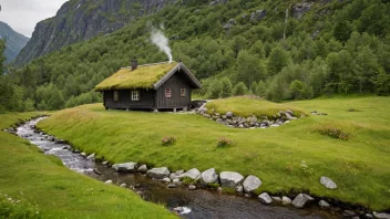 En liten, koselig koie i norske fjell.