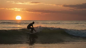 En person som surfer på en bølge med et surfingbrett.