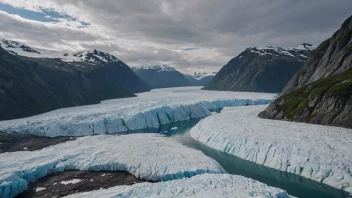 En majestetisk jøkel i Norge omgitt av snødekte fjell