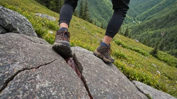 En person som mister balansen og faller mens de går på tur i fjellet