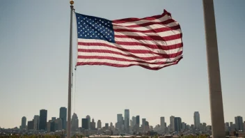 Det amerikanske flagget som vifter i vinden, symboliserer amerikansk støtte.