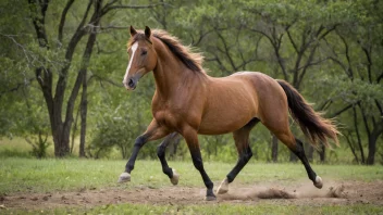 En hest i bevegelse, som viser forskjellige gangarter.