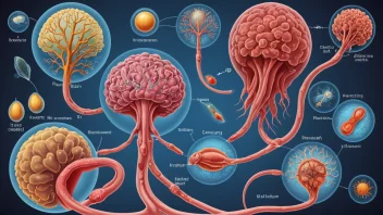 En illustrasjon av den biologiske prosessen formering hos levende organismer.