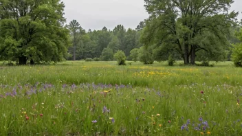 En vakker og fredelig våteng med en blanding av fargerike blomster og frodig grønne.