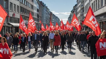 En gruppe mennesker som viser sin støtte til Arbeiderpartiet.