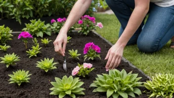 En person som planter nye blomster i hagen sin.