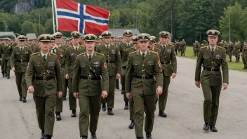 En militær skole i Norge med soldater i uniform.