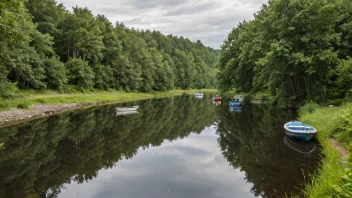 En pittoresk utsikt over Tistedals-elven i Norge.