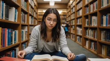 En student som studerer i et bibliotek