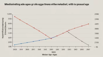 En graf som viser medianalderen i en befolkning.