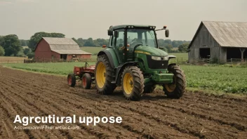 En bonde som arbeider i et jorde med en traktor og en låve i bakgrunnen.