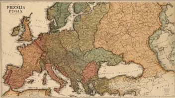 Et kart over Preussen, en historisk region i sentrale Europa.