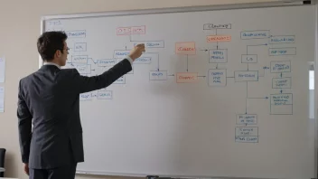 En person som representerer en clearingrepresentant, stående foran et diagram som illustrerer clearingprosessen