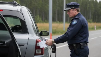 En norsk tolltjenestemann i uniform, stående ved en grenseovergang med en tollbod i bakgrunnen.