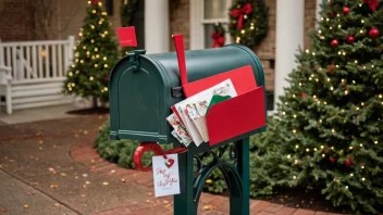 En postkasse fylt med julekort og brev, som symboliserer tradisjonen med å sende julepost