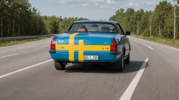 En bil med svensk nummerplate kjører på en vei i Sverige.